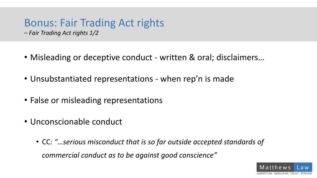 bonus fair trading act rights fair trading