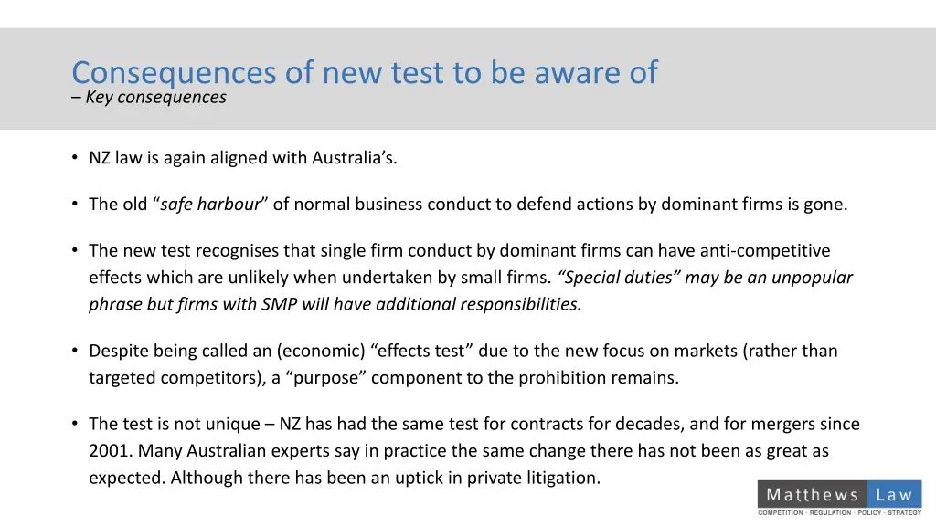 consequences of new test to be aware