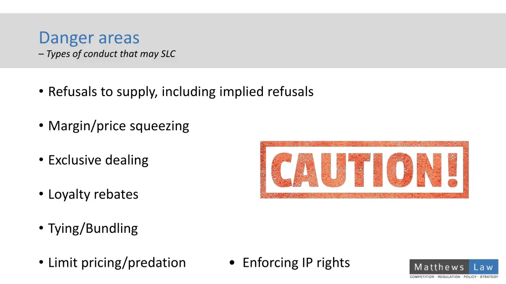 danger areas types of conduct that may slc