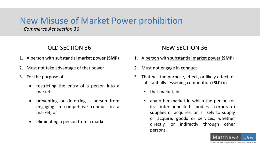 new misuse of market power prohibition commerce