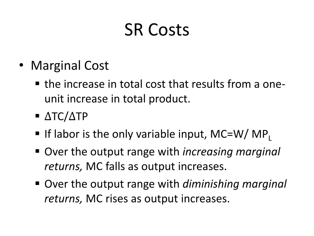sr costs