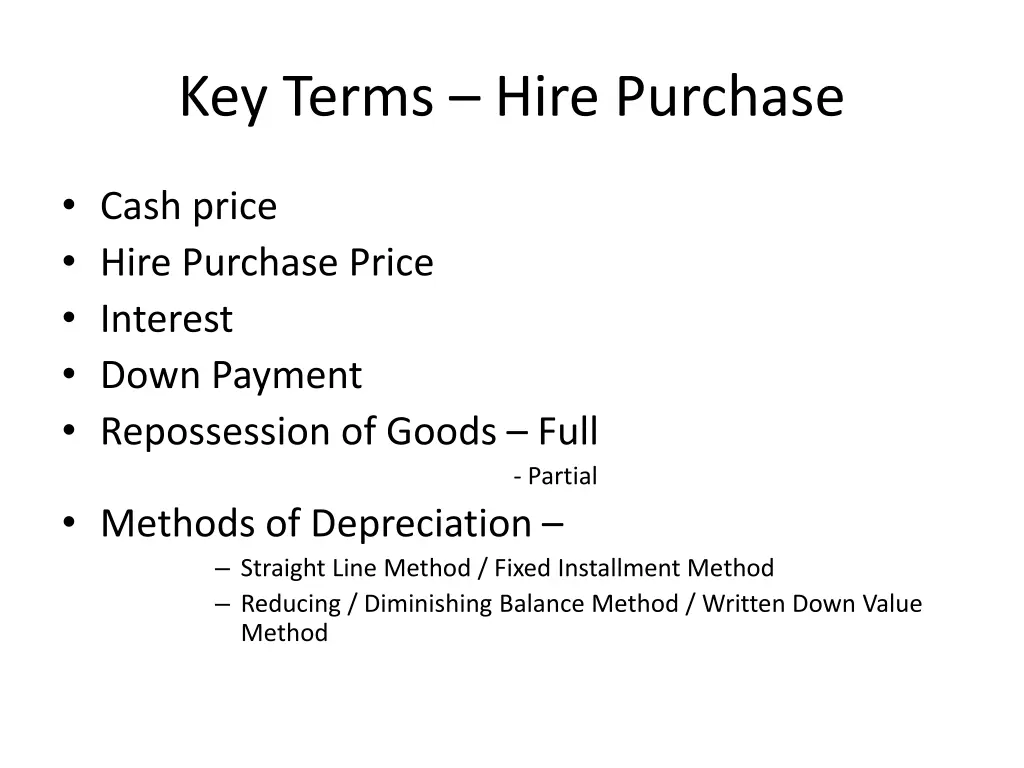 key terms hire purchase