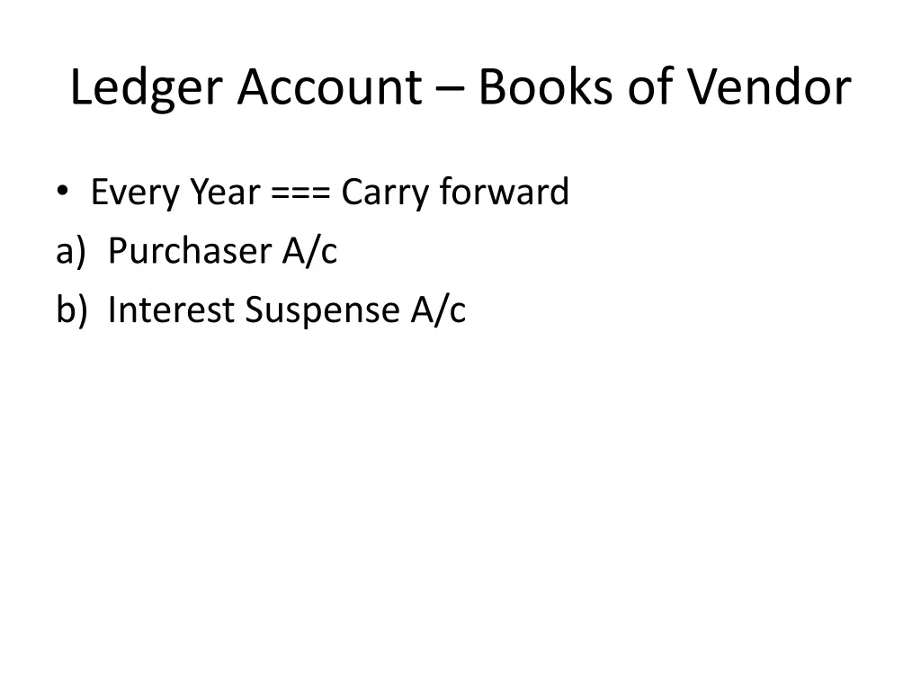 ledger account books of vendor
