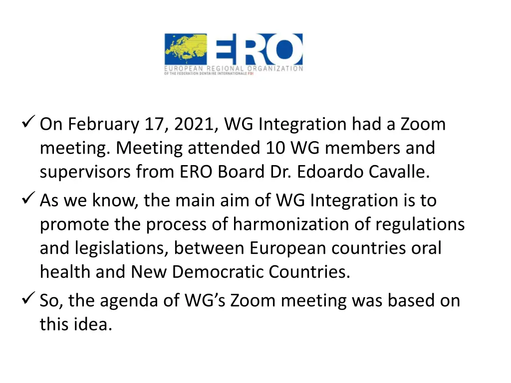 on february 17 2021 wg integration had a zoom