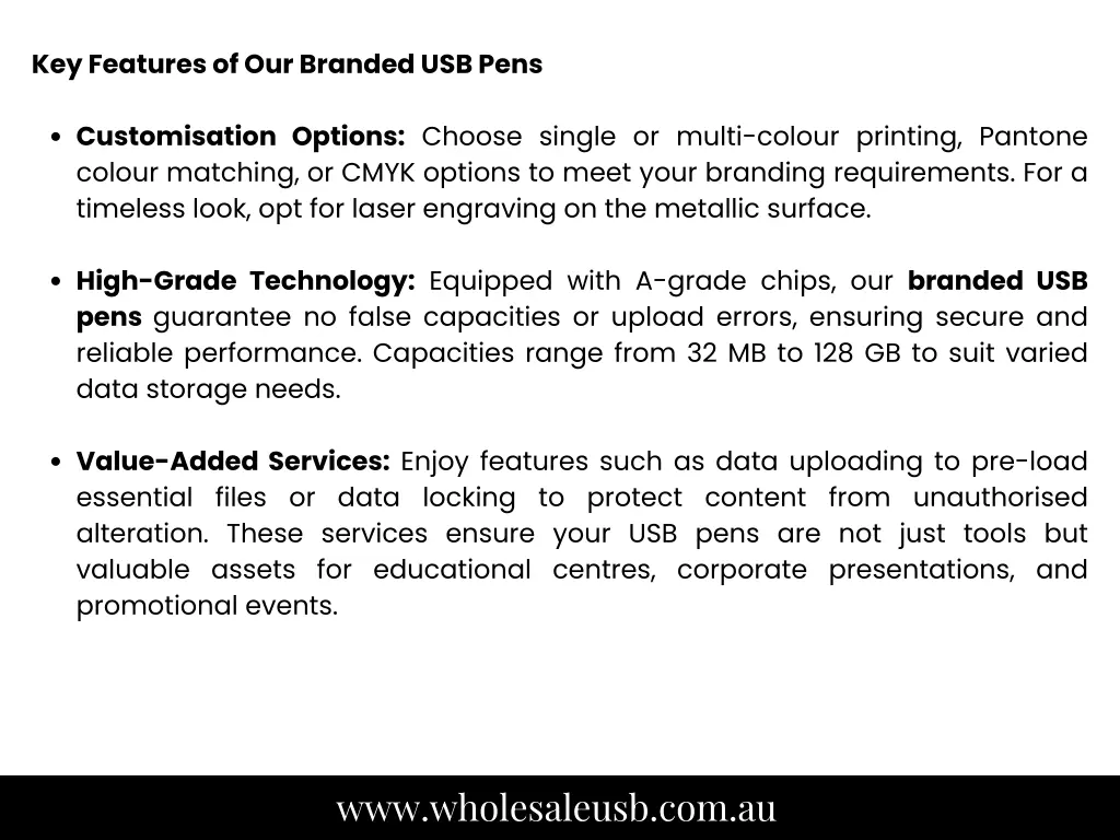 key features of our branded usb pens