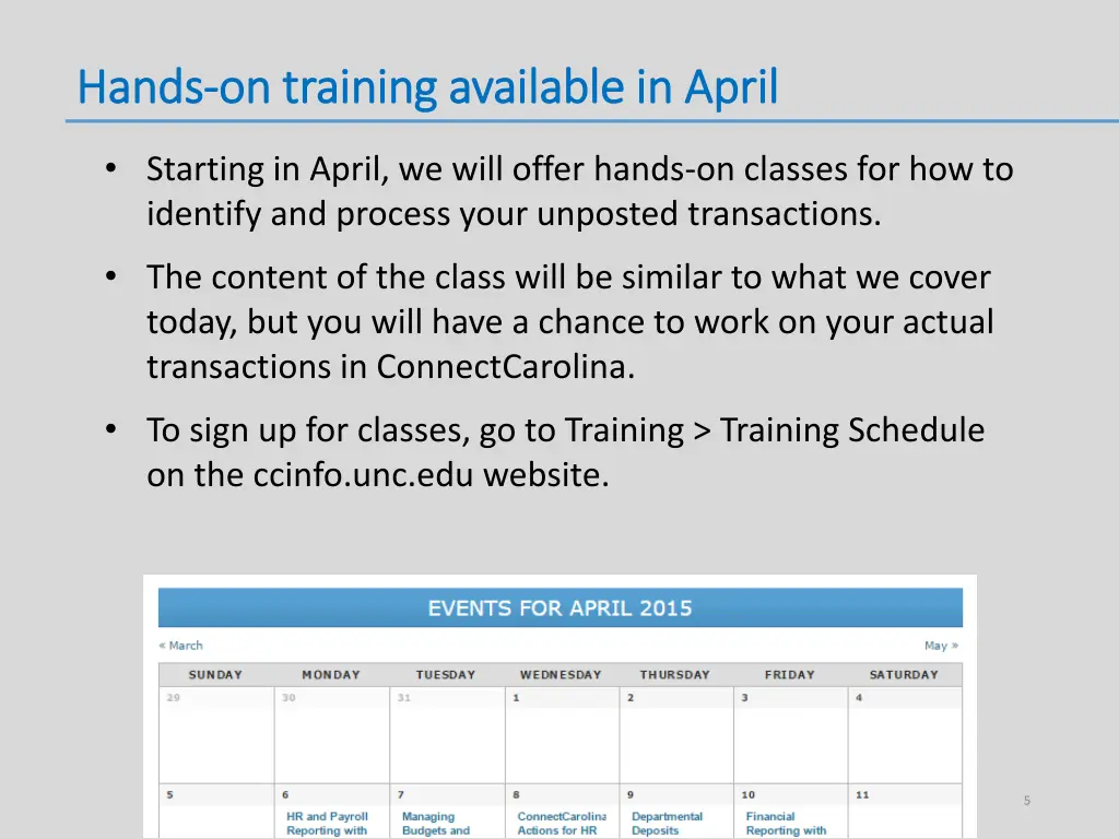 hands hands on training available in april