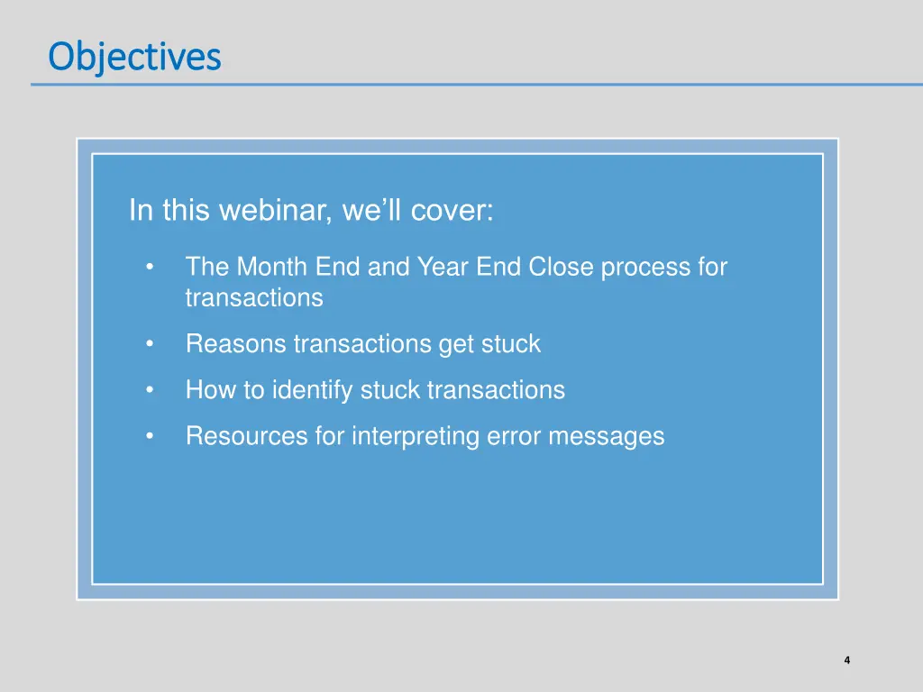 objectives objectives