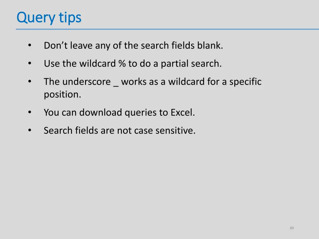 query tips query tips