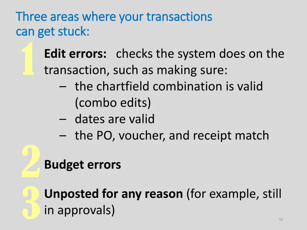 three areas where your transactions three areas