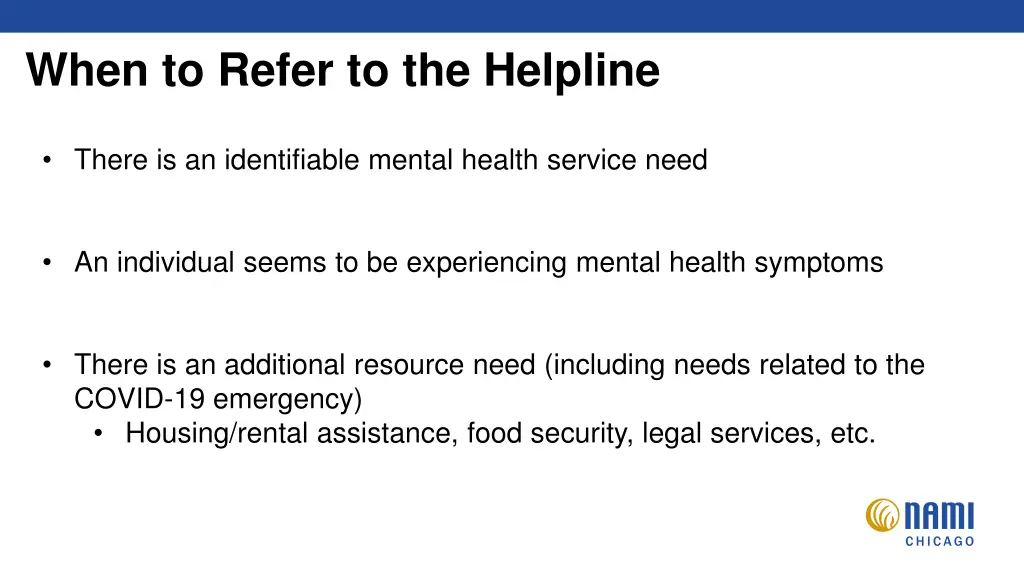 when to refer to the helpline
