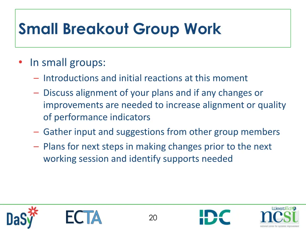 small breakout group work