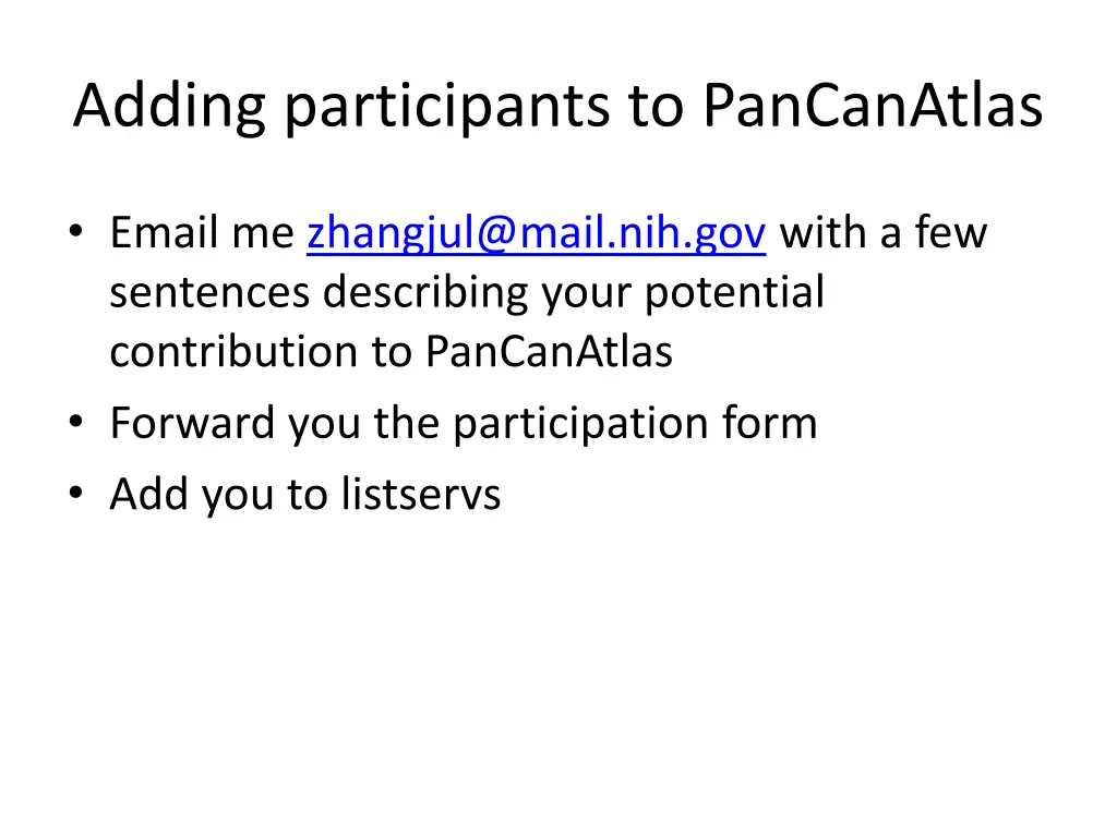 adding participants to pancanatlas