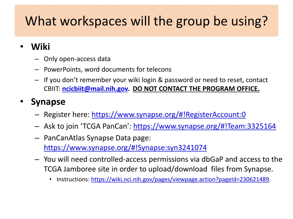 what workspaces will the group be using