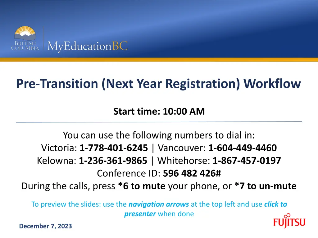 pre transition next year registration workflow