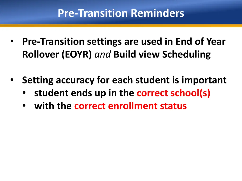 pre transition reminders