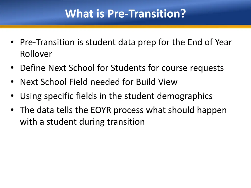 what is pre transition
