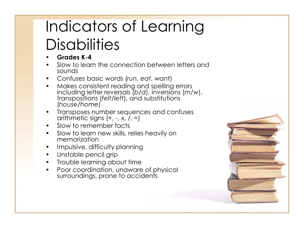 indicators of learning disabilities grades