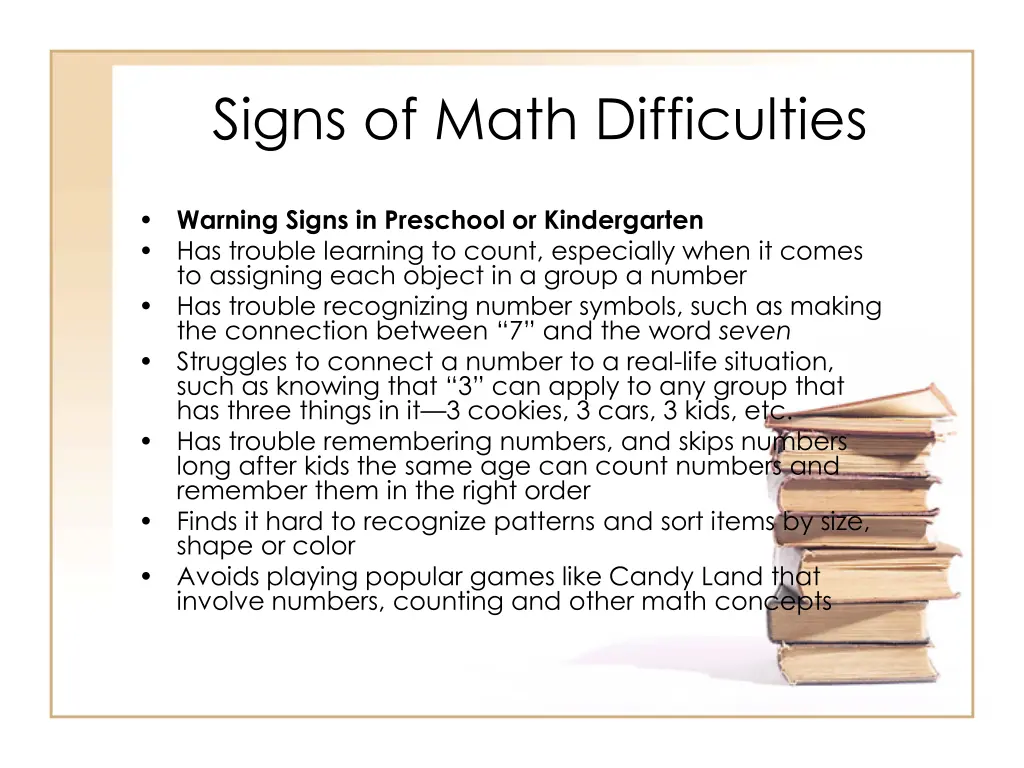 signs of math difficulties