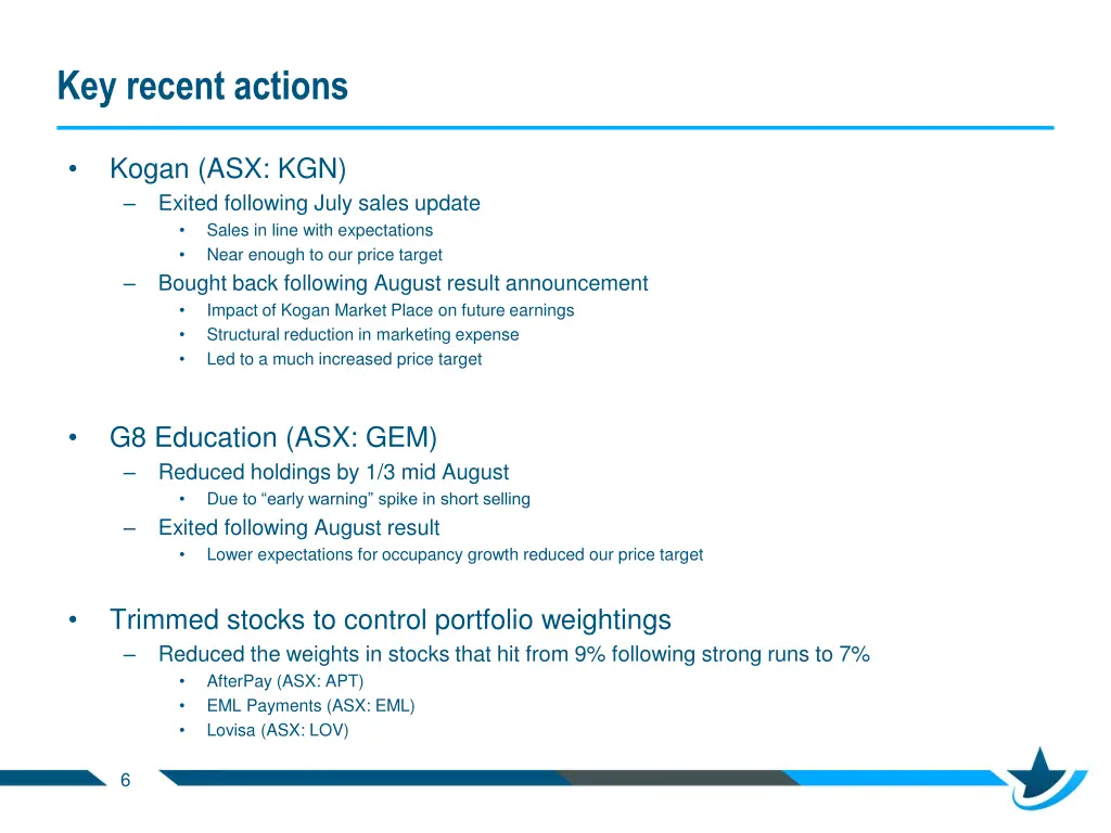 key recent actions