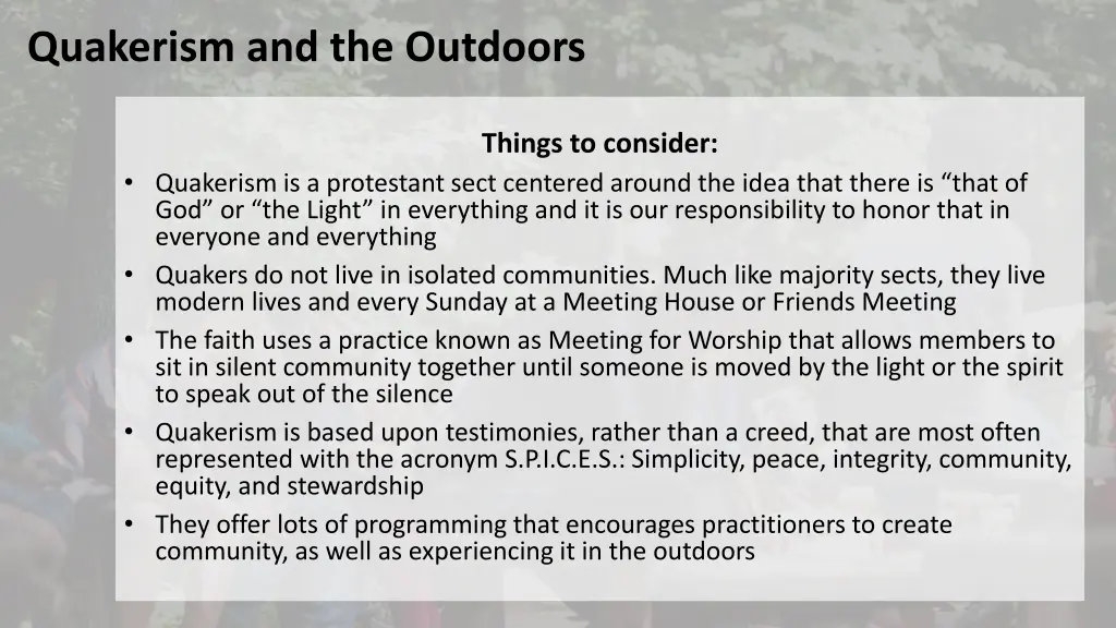 quakerism and the outdoors