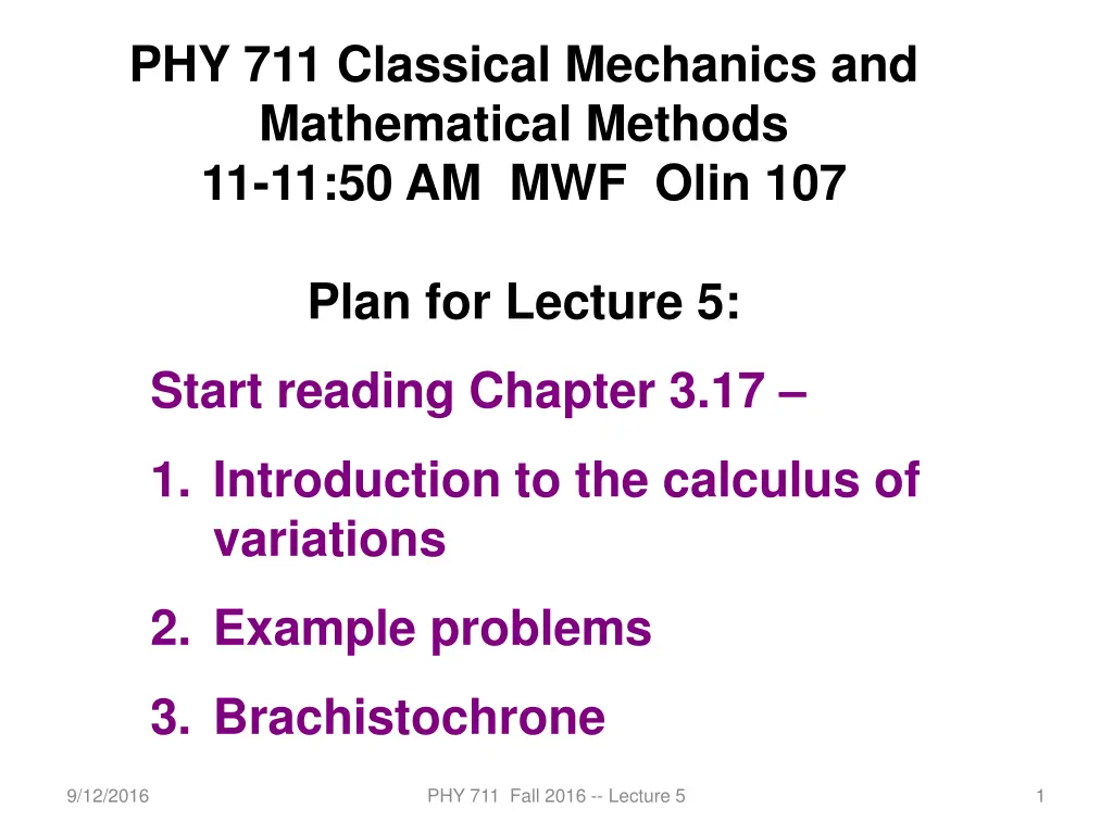 phy 711 classical mechanics and mathematical