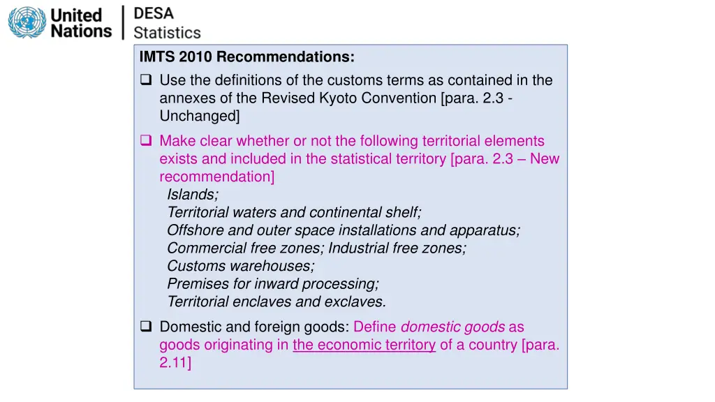 imts 2010 recommendations use the definitions