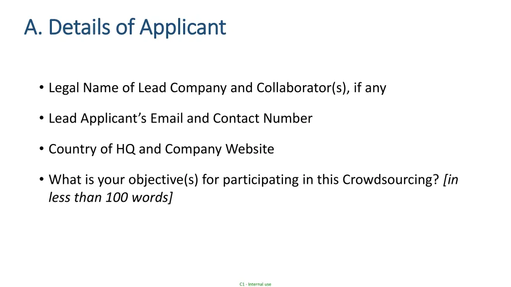 a details of applicant a details of applicant