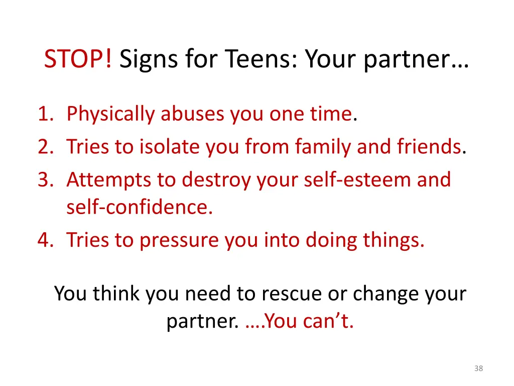 stop signs for teens your partner