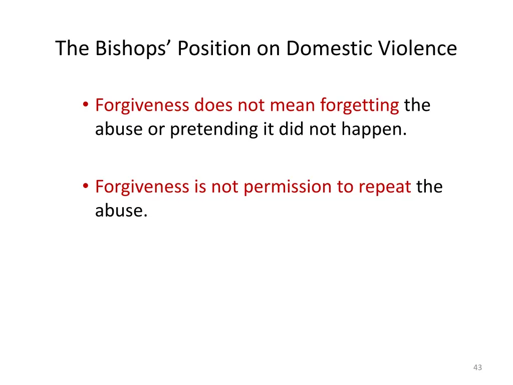 the bishops position on domestic violence 2
