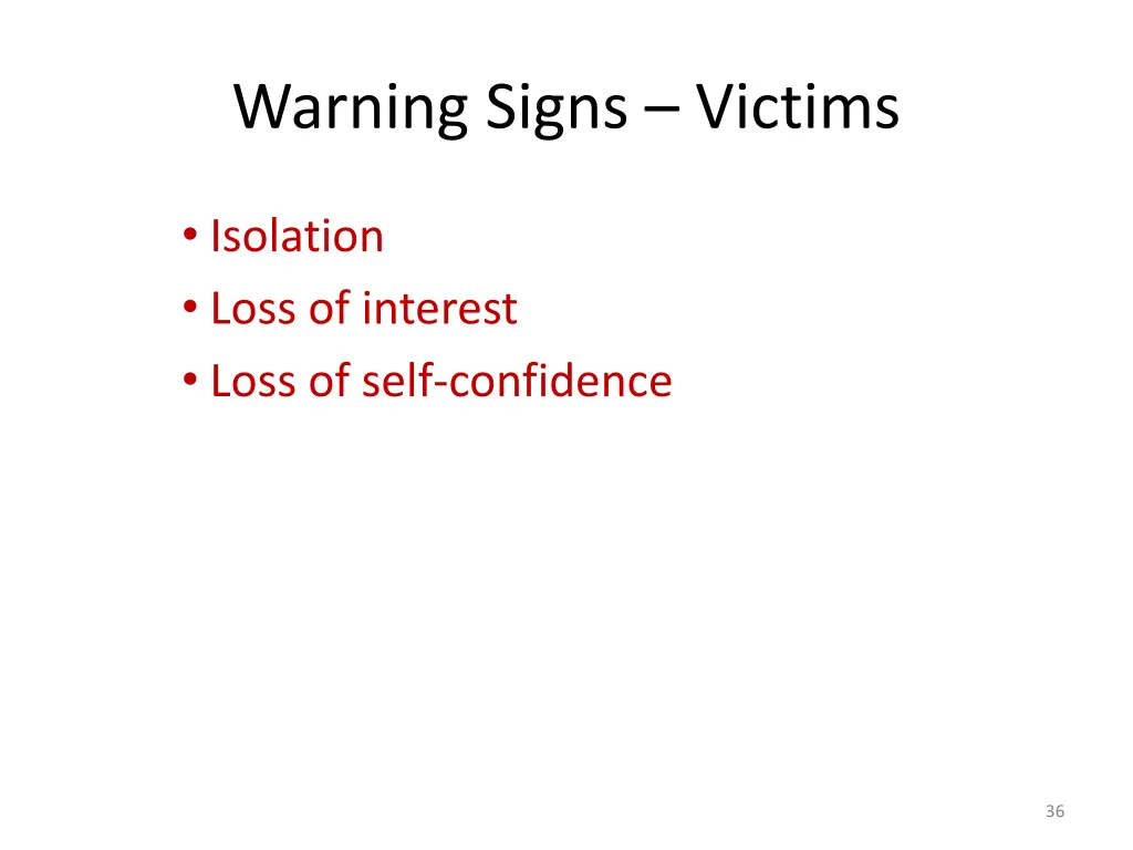 warning signs victims