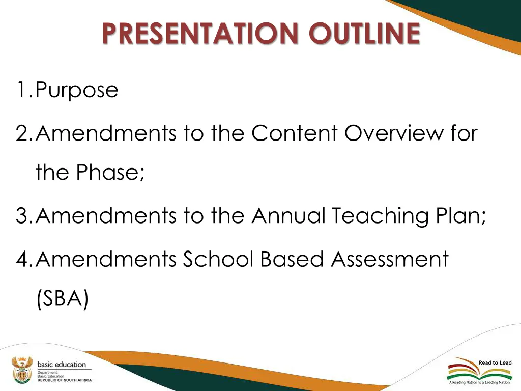 presentation outline