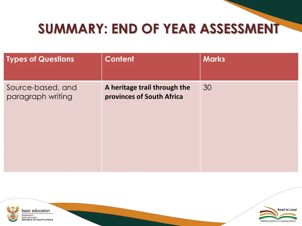 summary end of year assessment