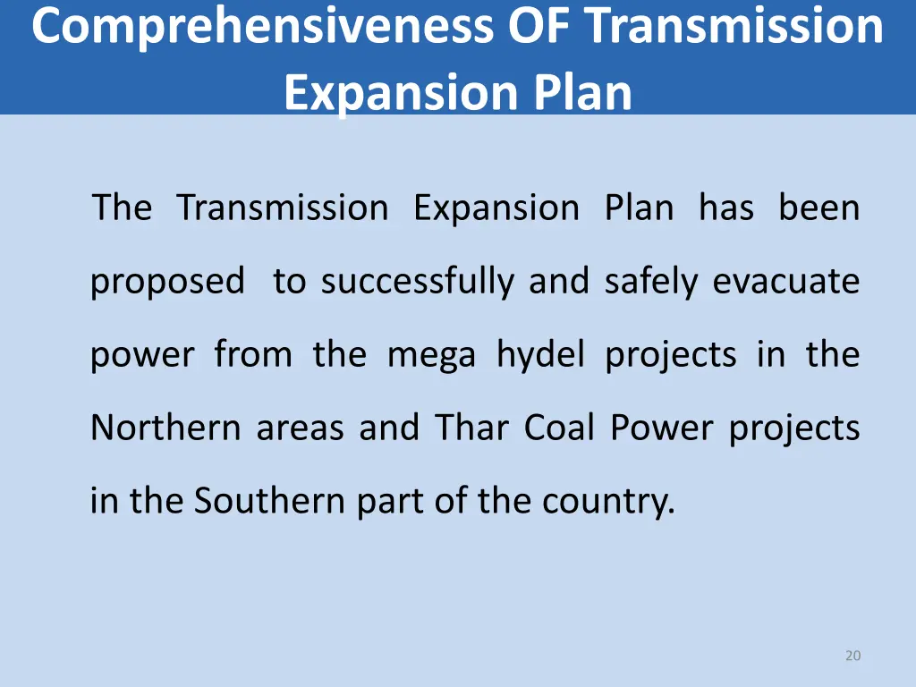 comprehensiveness of transmission expansion plan