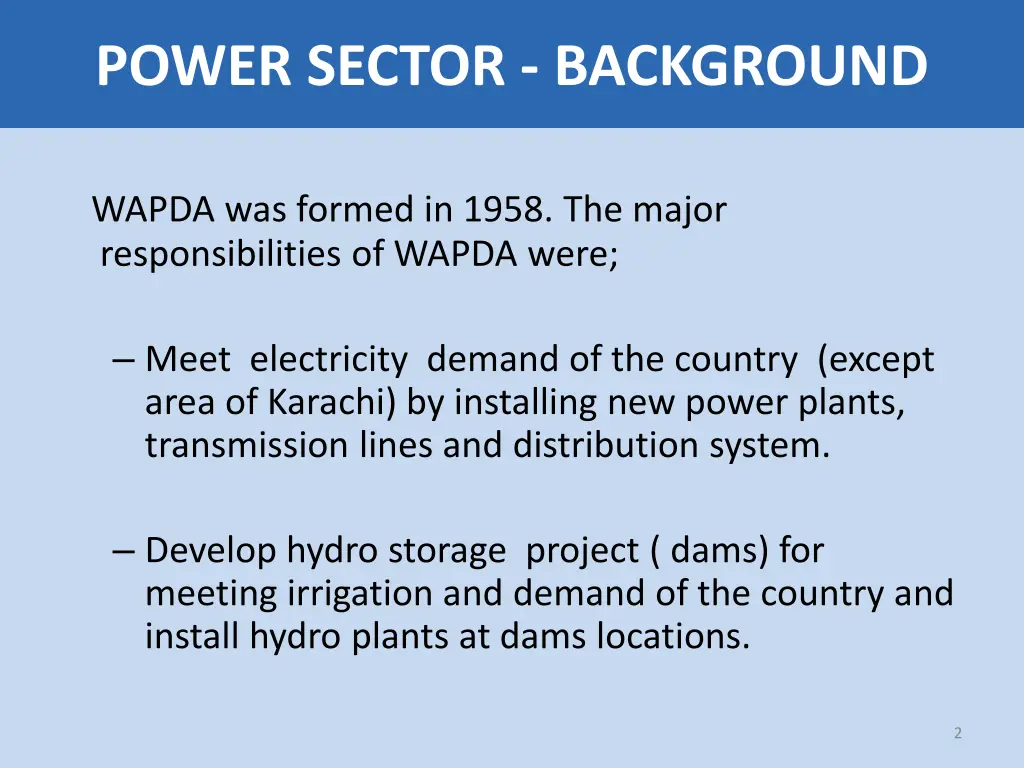 power sector background