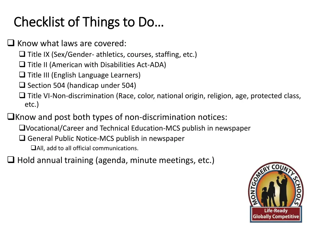 checklist of things to do checklist of things