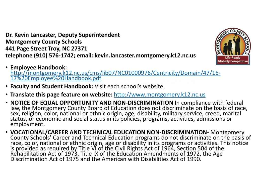 dr kevin lancaster deputy superintendent