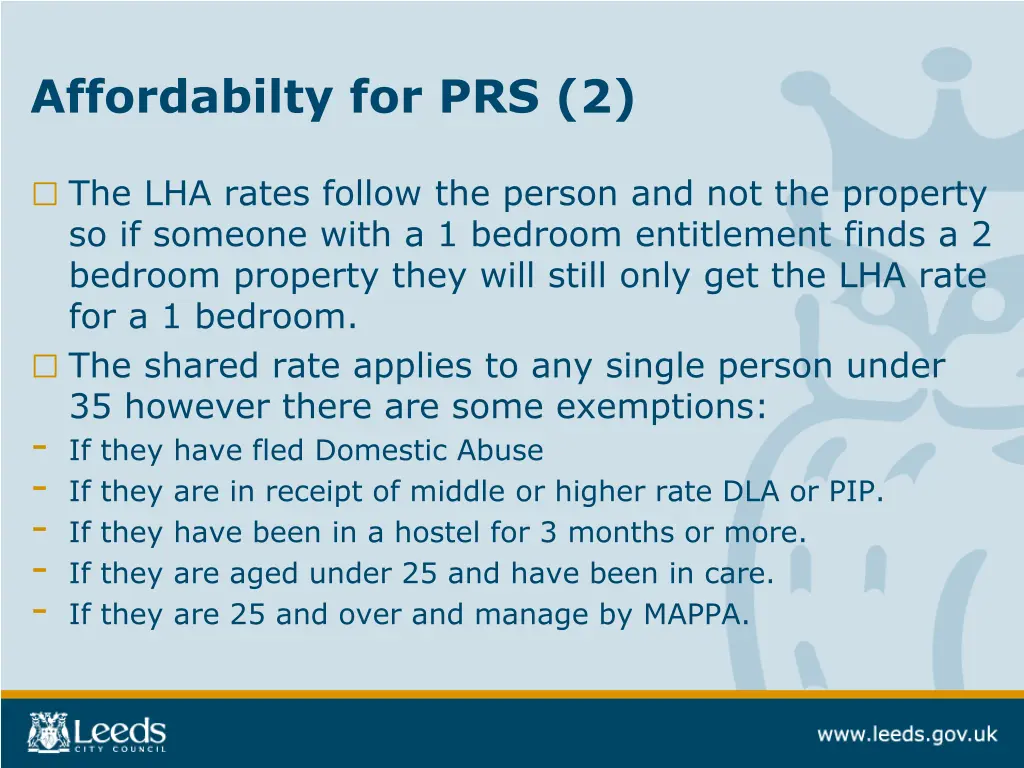 affordabilty for prs 2