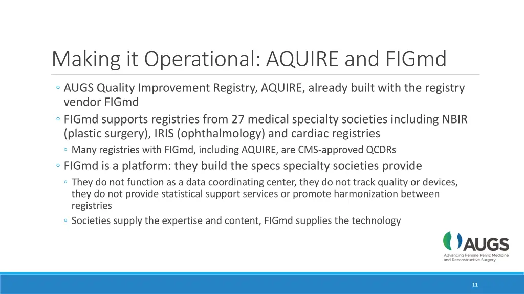 making it operational aquire and figmd