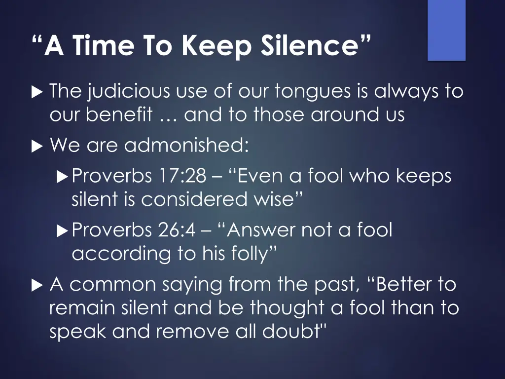 a time to keep silence