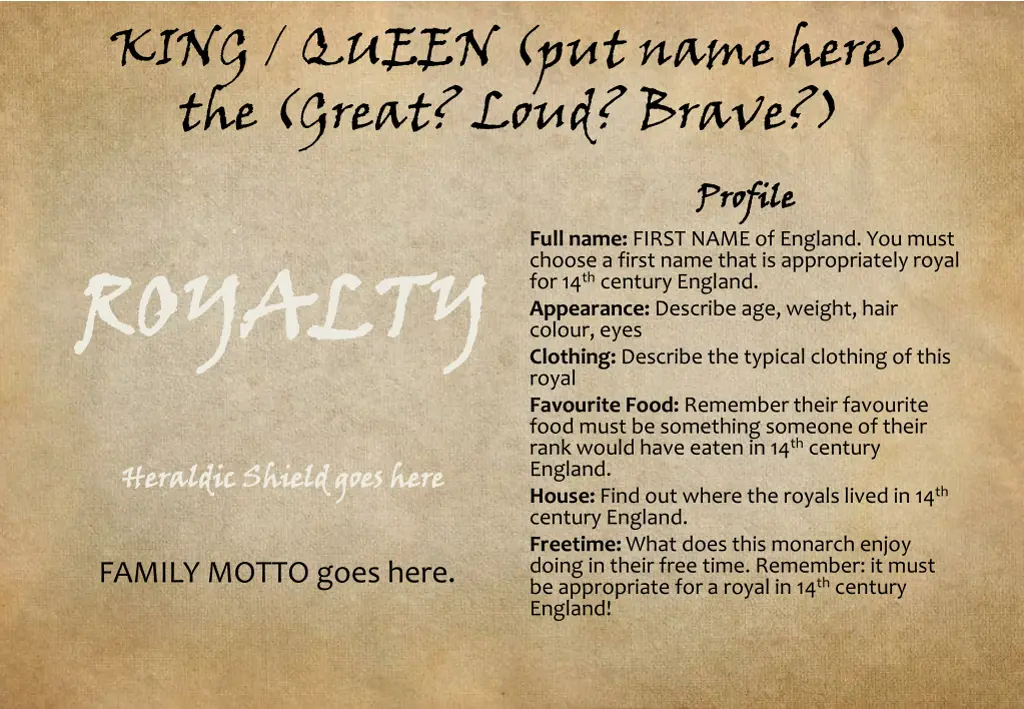 king queen put name here the great loud brave