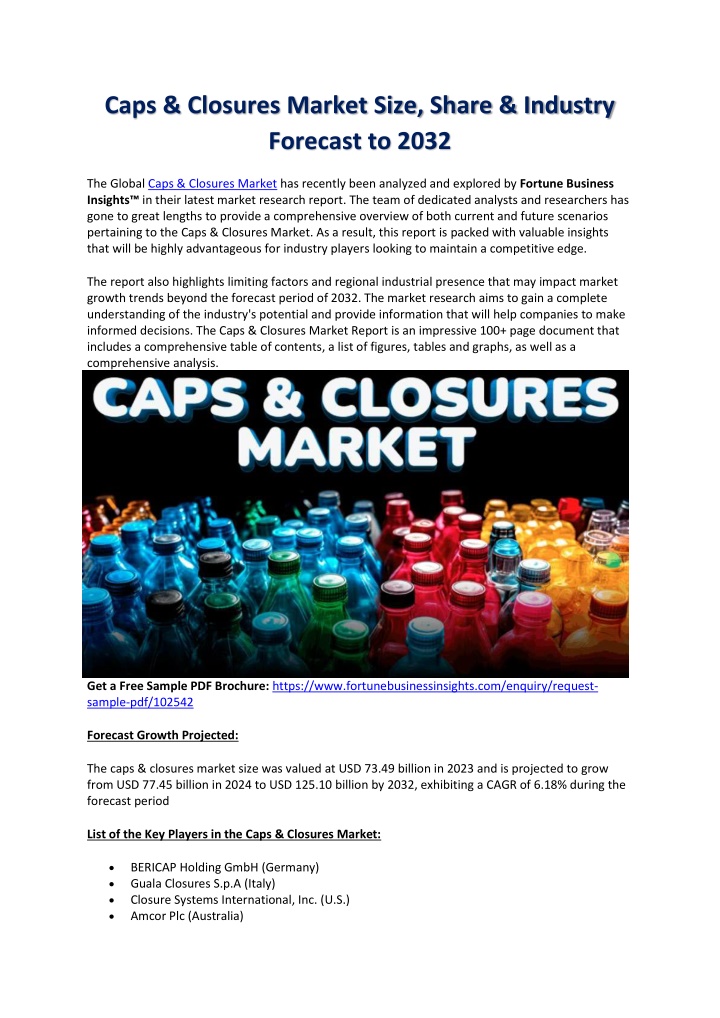 caps closures market size share industry forecast