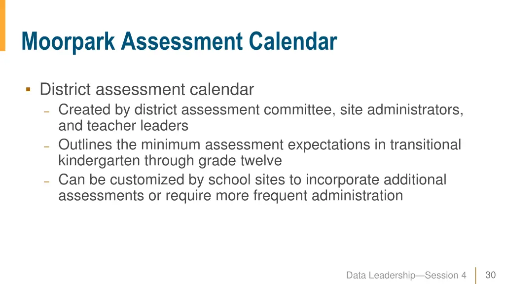 moorpark assessment calendar