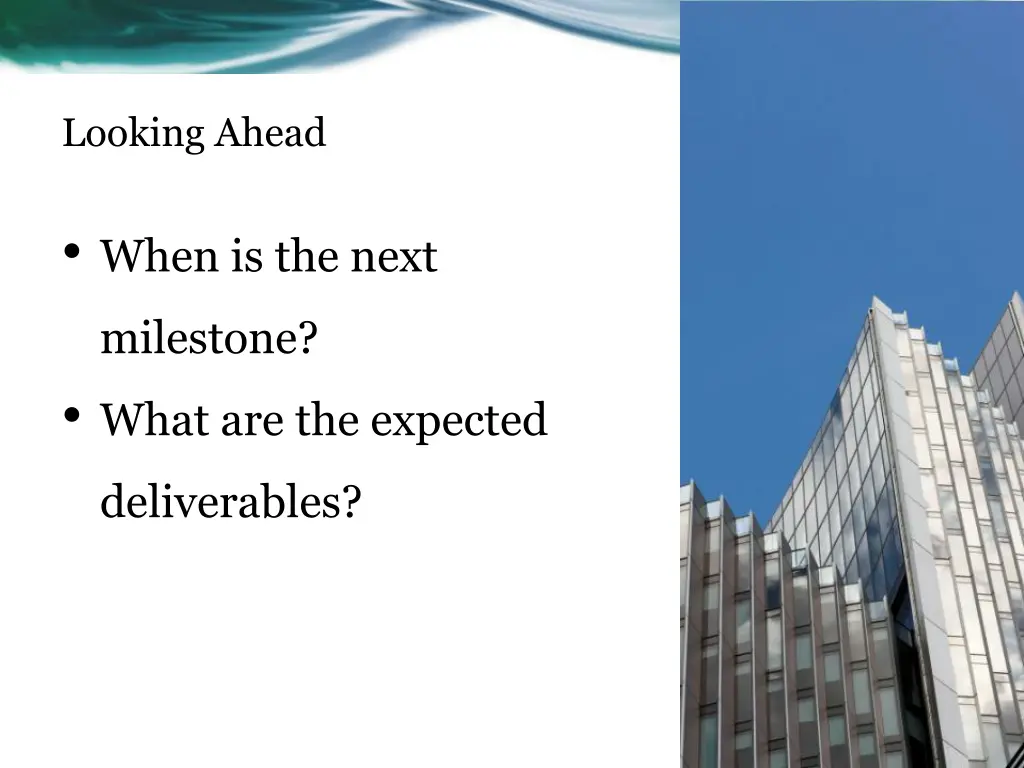 looking ahead