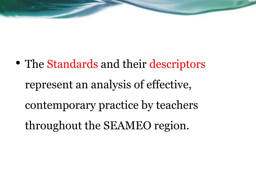 the standards and their descriptors
