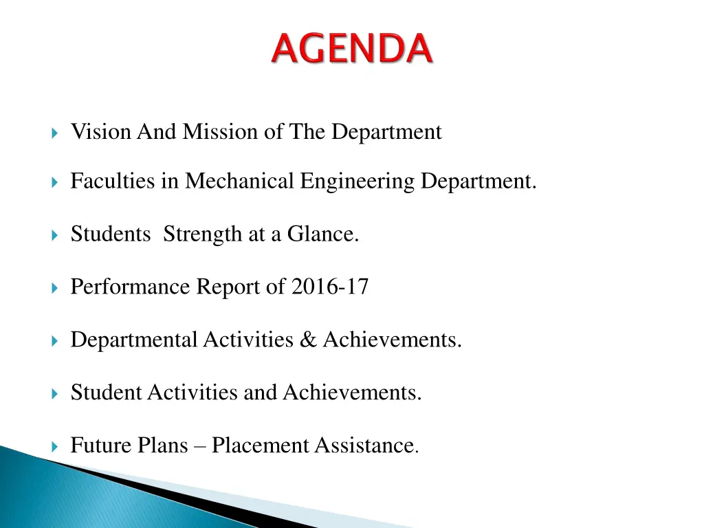 vision and mission of the department