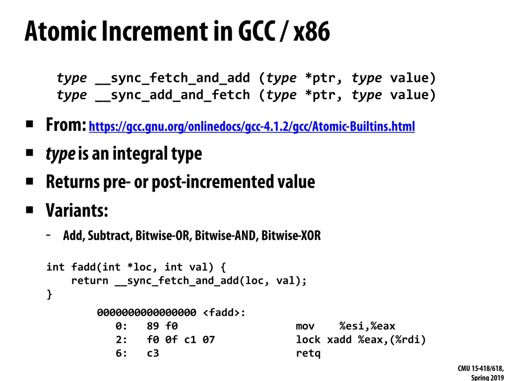 type sync fetch and add type ptr type value type