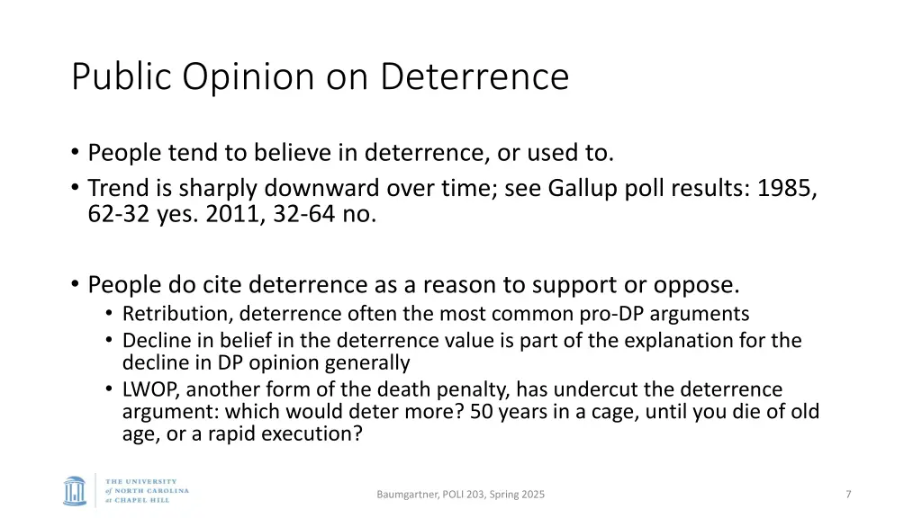 public opinion on deterrence