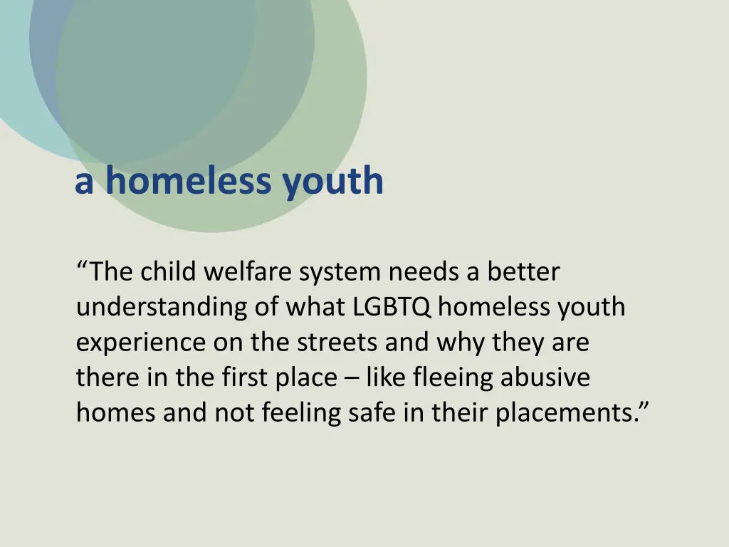 a homeless youth