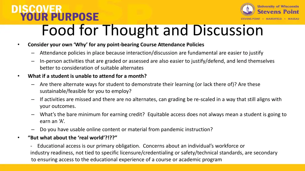 food for thought and discussion consider your