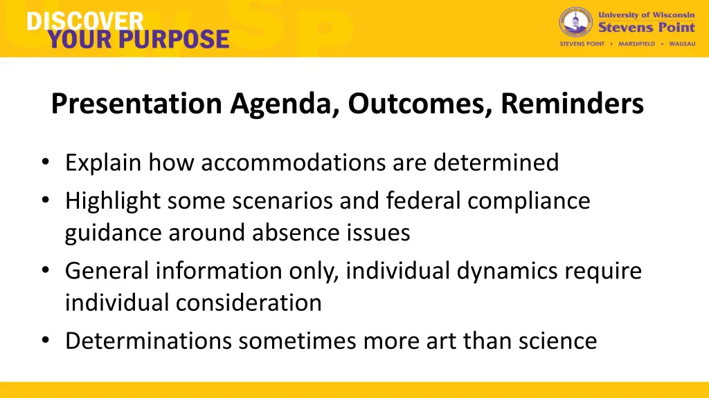presentation agenda outcomes reminders